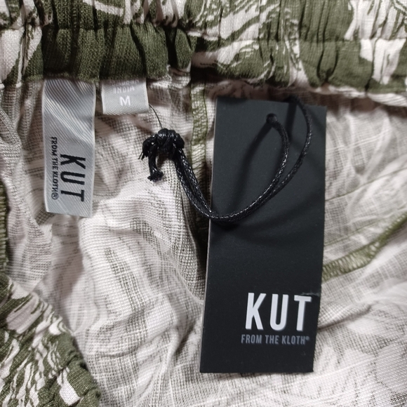 KUT from the KLOTH womens dark olive an white ferns Hawaiian midi skirt M NWT - Picture 5 of 5